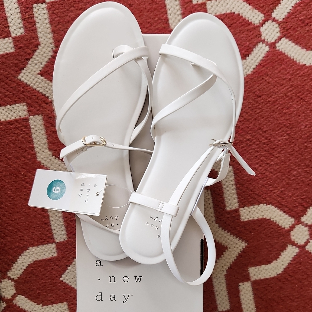 A New Day Women's Strappy White Sandals
